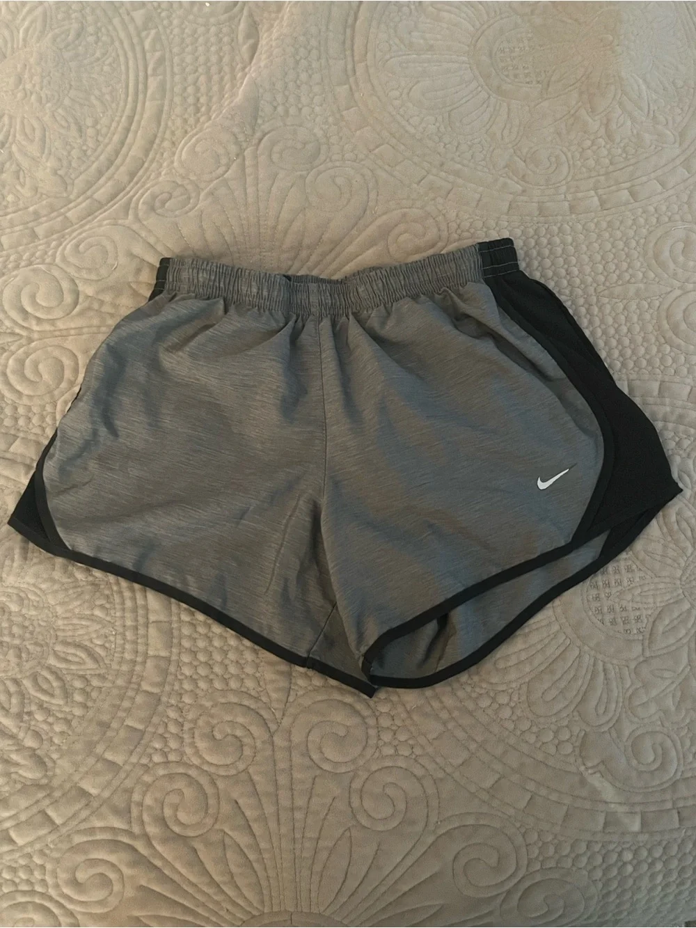 Nike Girl’s Grey Athletic Shorts with Black Trim